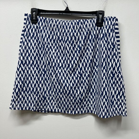 J.McLaughlin Blue & White Patterned Skort L Nylon/Spandex Stretch Fabric - Picture 7 of 8